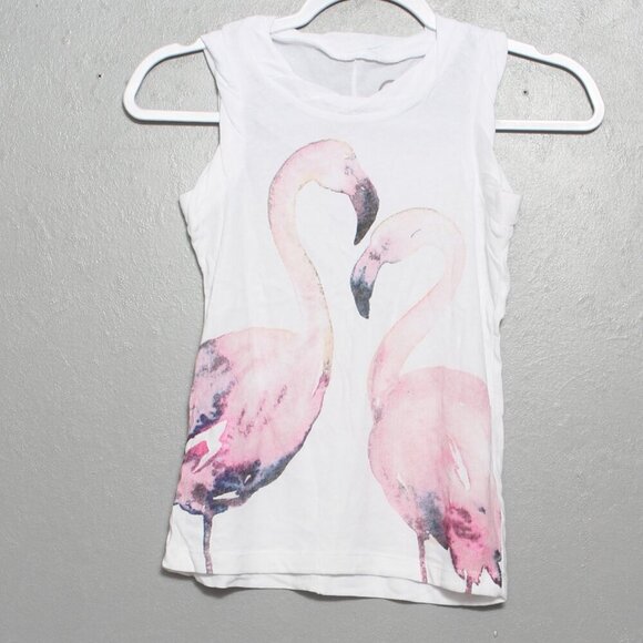 Chaser now white pink flamingo graphic sleeveless tank top - Picture 1 of 6